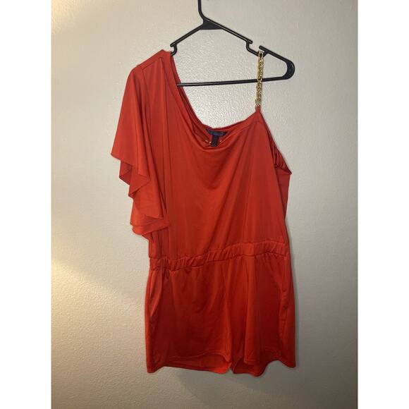 BEYONCE'S DEREON One Shoulder Jumpsuit Romper 2X Plus Size Jumper Y2K VTG Chain - Picture 3 of 4